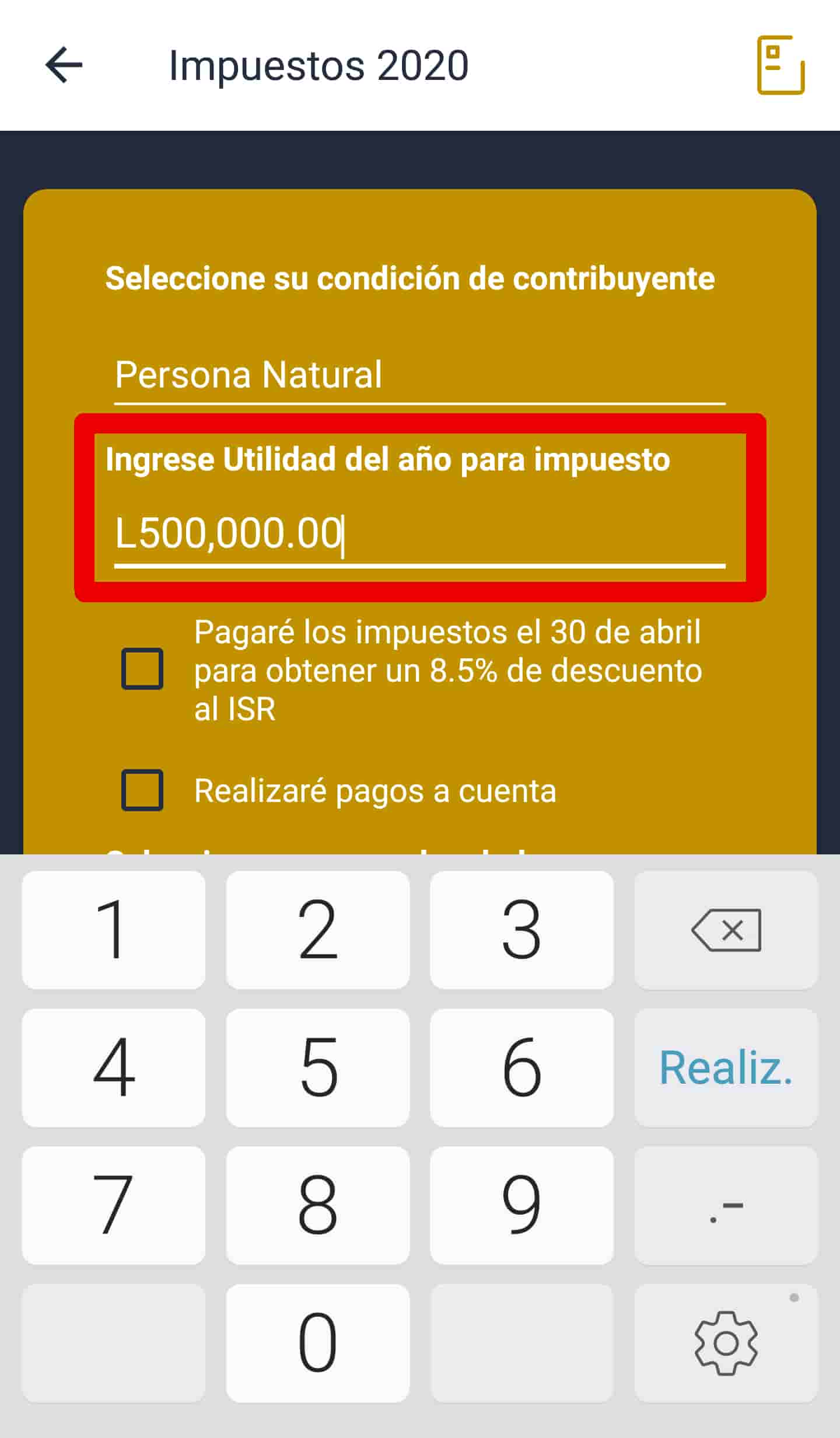 Calculadora tributaria informativa impuestos por pagar SAR Honduras ofrecida por AV Contadores Consultores