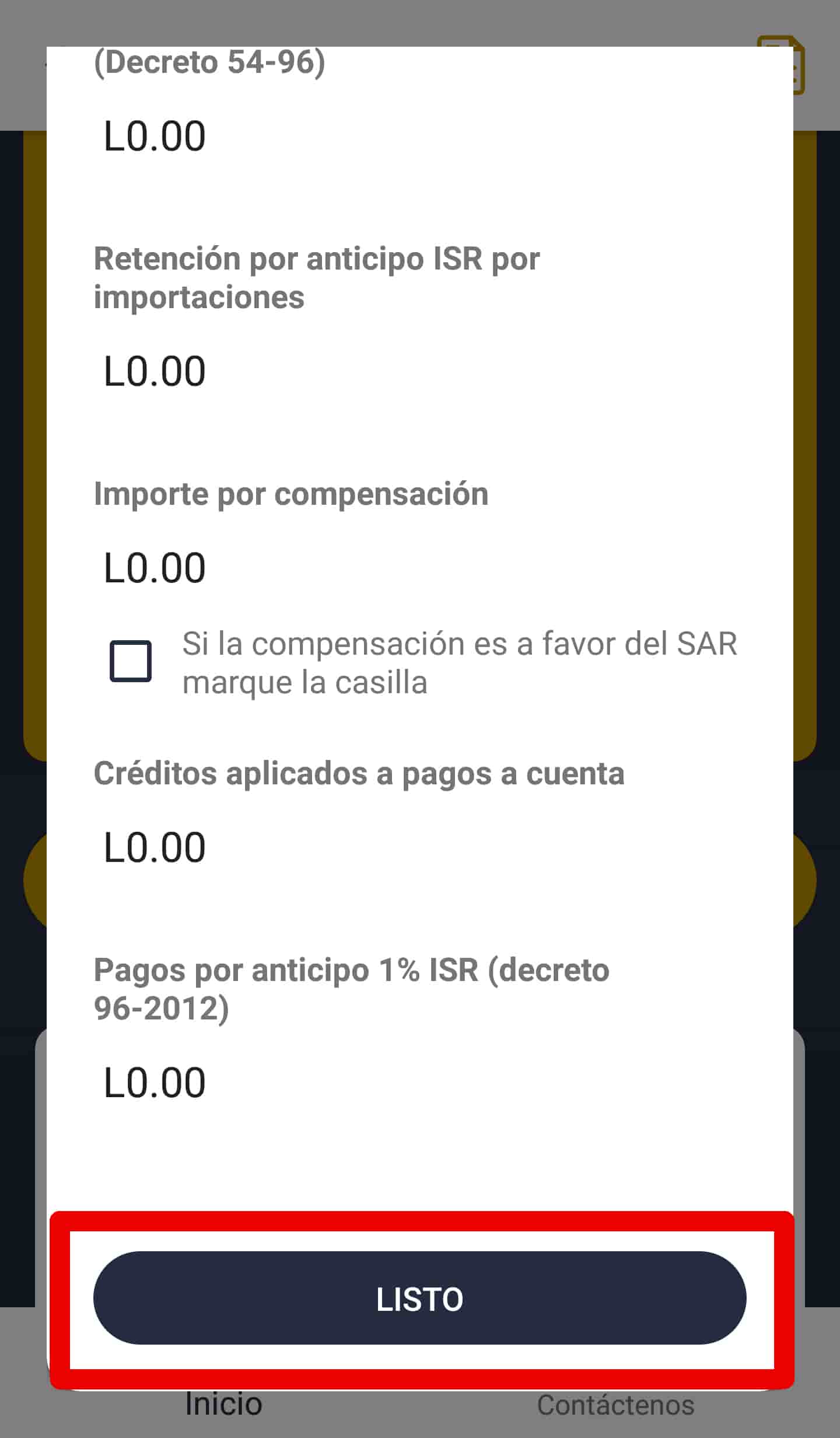 Calculadora tributaria informativa impuestos por pagar SAR Honduras ofrecida por AV Contadores Consultores
